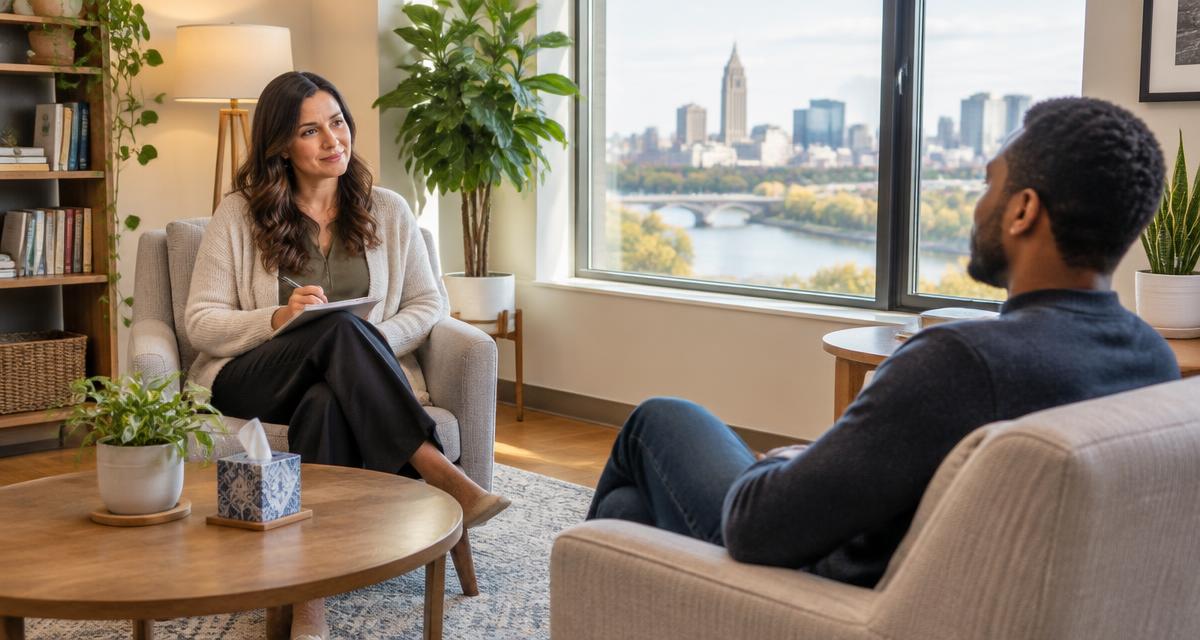 Mental health counseling session in West Chester, Ohio with a therapist listening to a client