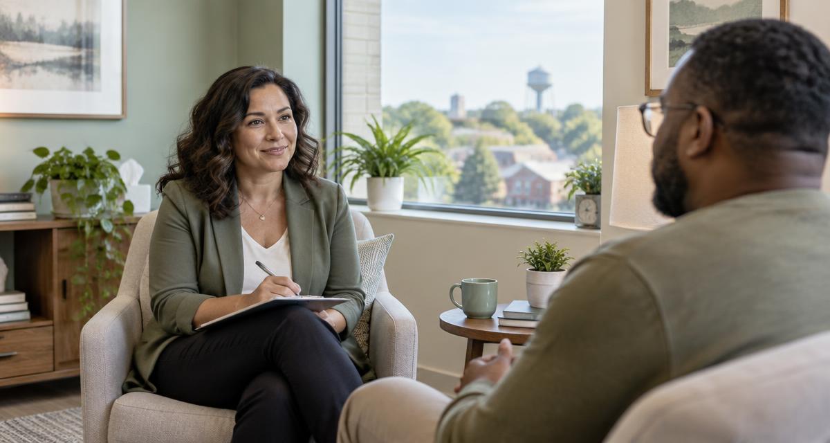 Psychiatrist in West Chester, Ohio speaking with a patient during a mental health evaluation